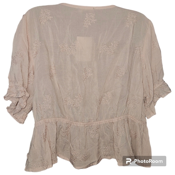 NWT Forever 21 Plus Nude Embroidery Short Sleeve Top - Picture 4 of 4